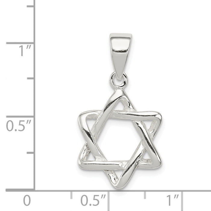 Million Charms 925 Sterling Silver 3-D Religious Jewish Star Of David Pendant