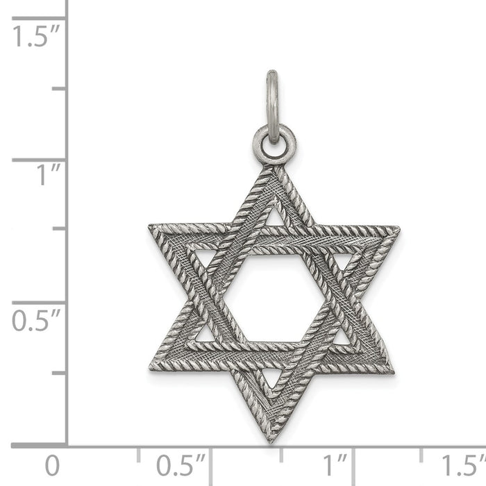 Million Charms 925 Sterling Silver Antiqued Religious Jewish Star Of David Charm