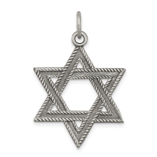 Million Charms 925 Sterling Silver Antiqued Religious Jewish Star Of David Charm