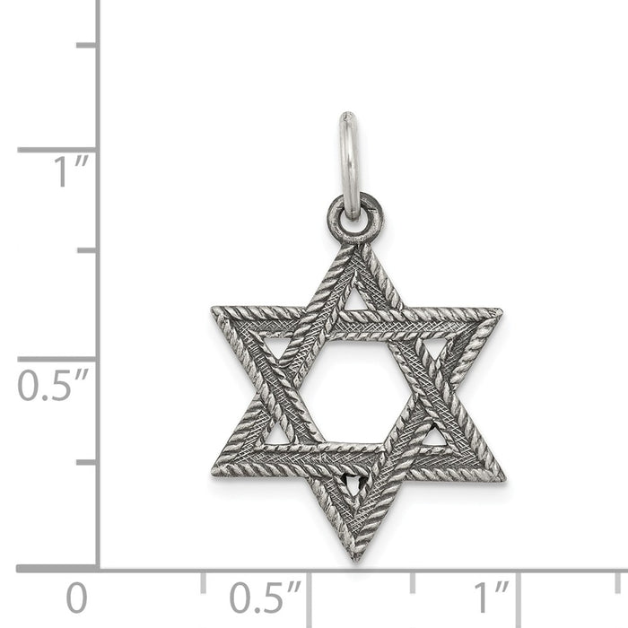 Million Charms 925 Sterling Silver Antiqued Religious Jewish Star Of David Pendant