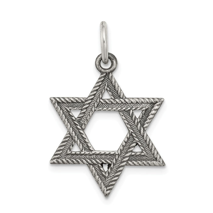 Million Charms 925 Sterling Silver Antiqued Religious Jewish Star Of David Pendant