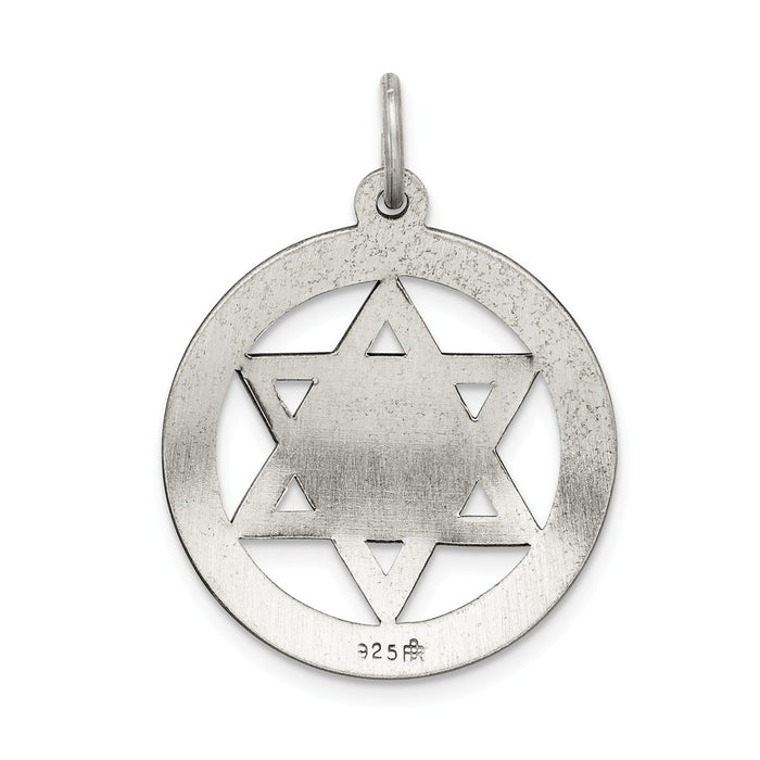 Million Charms 925 Sterling Silver Antiqued Religious Jewish Star Of David Disc Charm