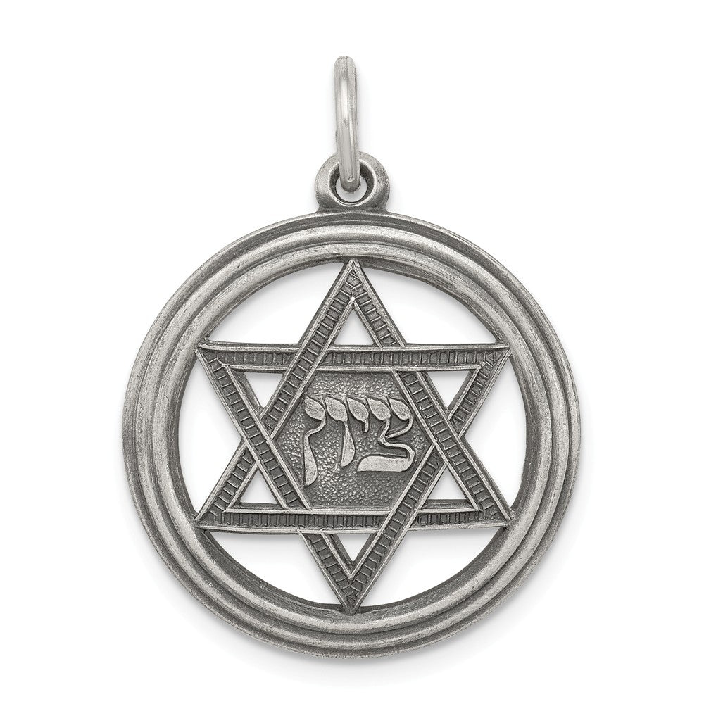 Million Charms 925 Sterling Silver Antiqued Religious Jewish Star Of David Disc Charm
