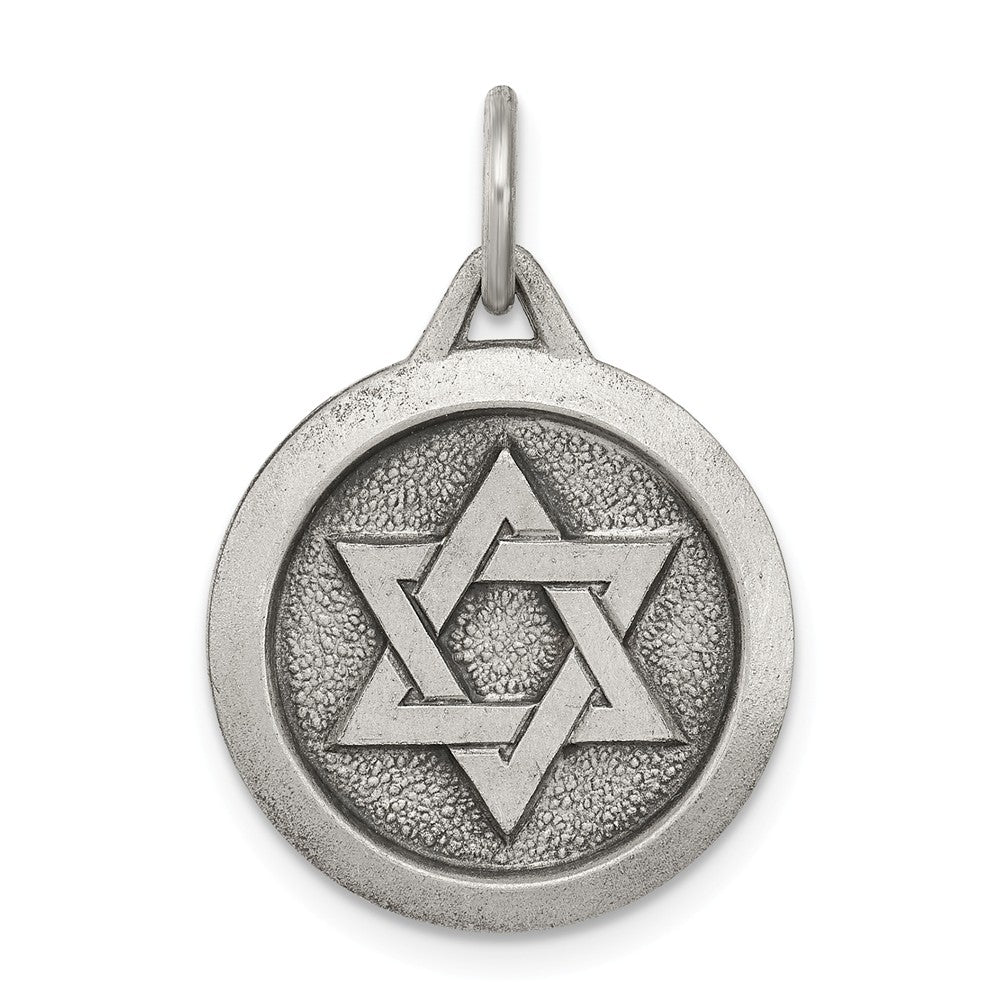 Million Charms 925 Sterling Silver Antiqued Religious Jewish Star Of David Medal