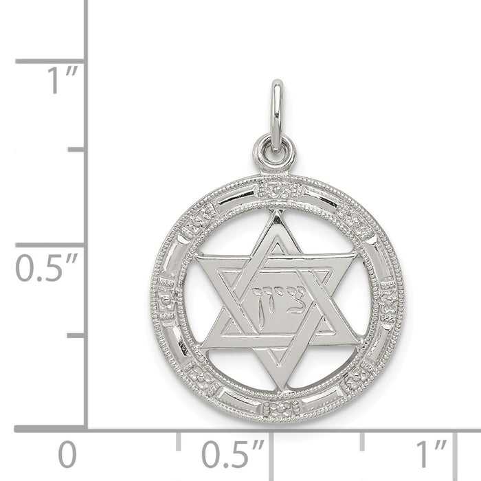 Million Charms 925 Sterling Silver Religious Jewish Star Of David Disc Charm