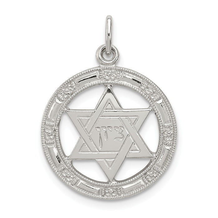 Million Charms 925 Sterling Silver Religious Jewish Star Of David Disc Charm