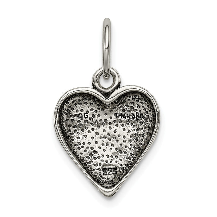 Million Charms 925 Sterling Silver Antiqued Dream Heart Pendant