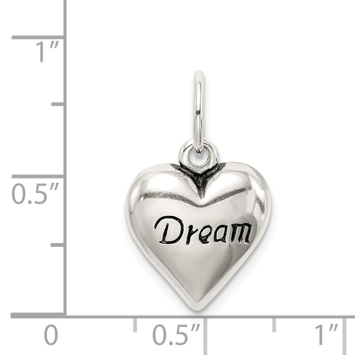 Million Charms 925 Sterling Silver Antiqued Dream Heart Pendant