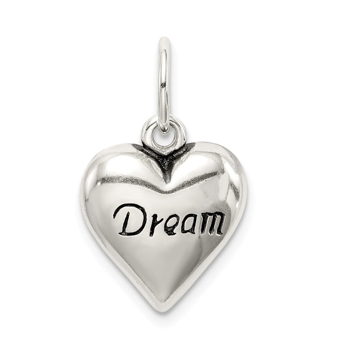 Million Charms 925 Sterling Silver Antiqued Dream Heart Pendant