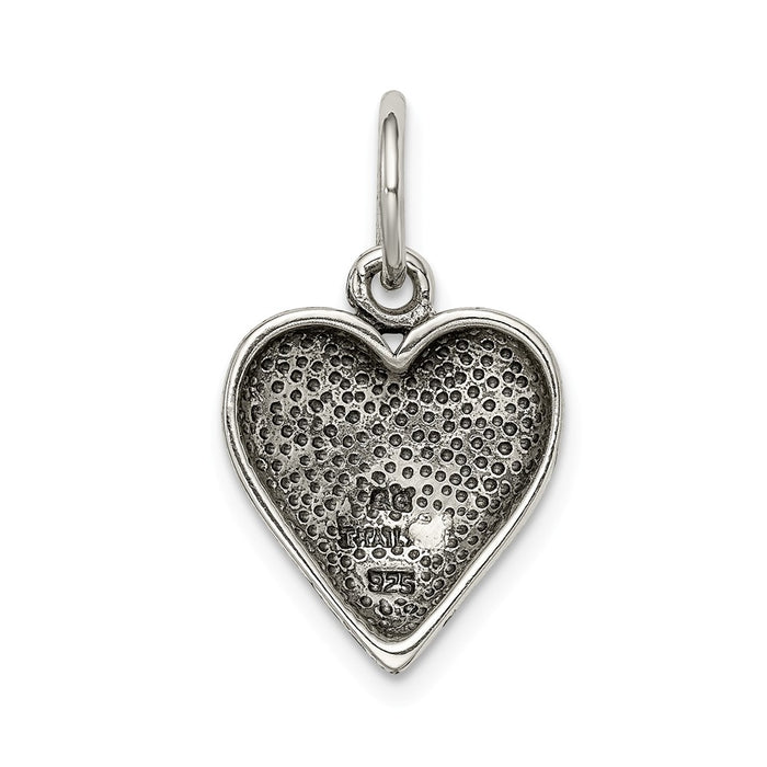 Million Charms 925 Sterling Silver Antiqued Truth Heart Pendant