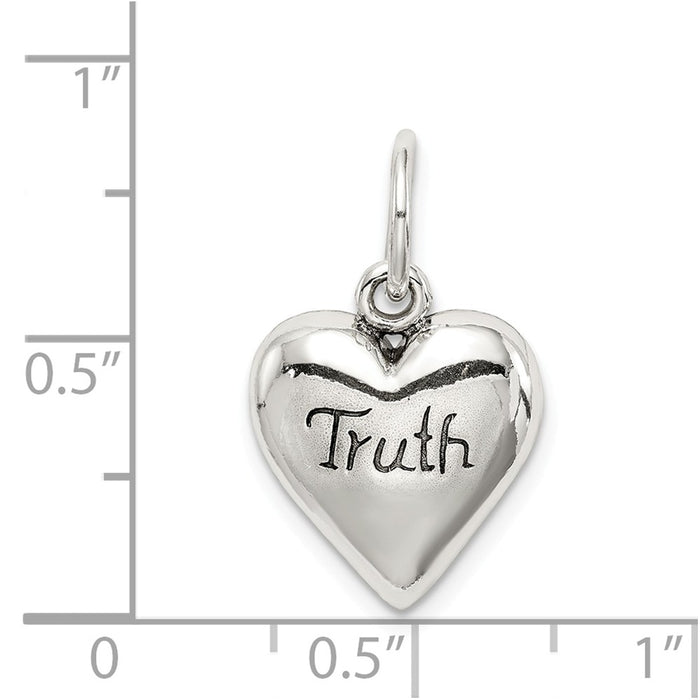 Million Charms 925 Sterling Silver Antiqued Truth Heart Pendant