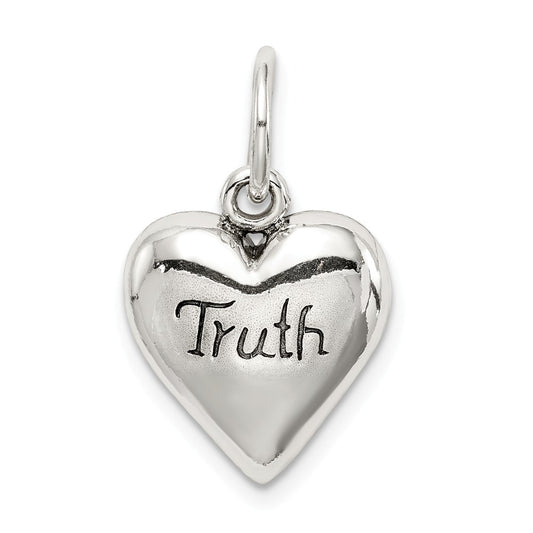 Million Charms 925 Sterling Silver Antiqued Truth Heart Pendant