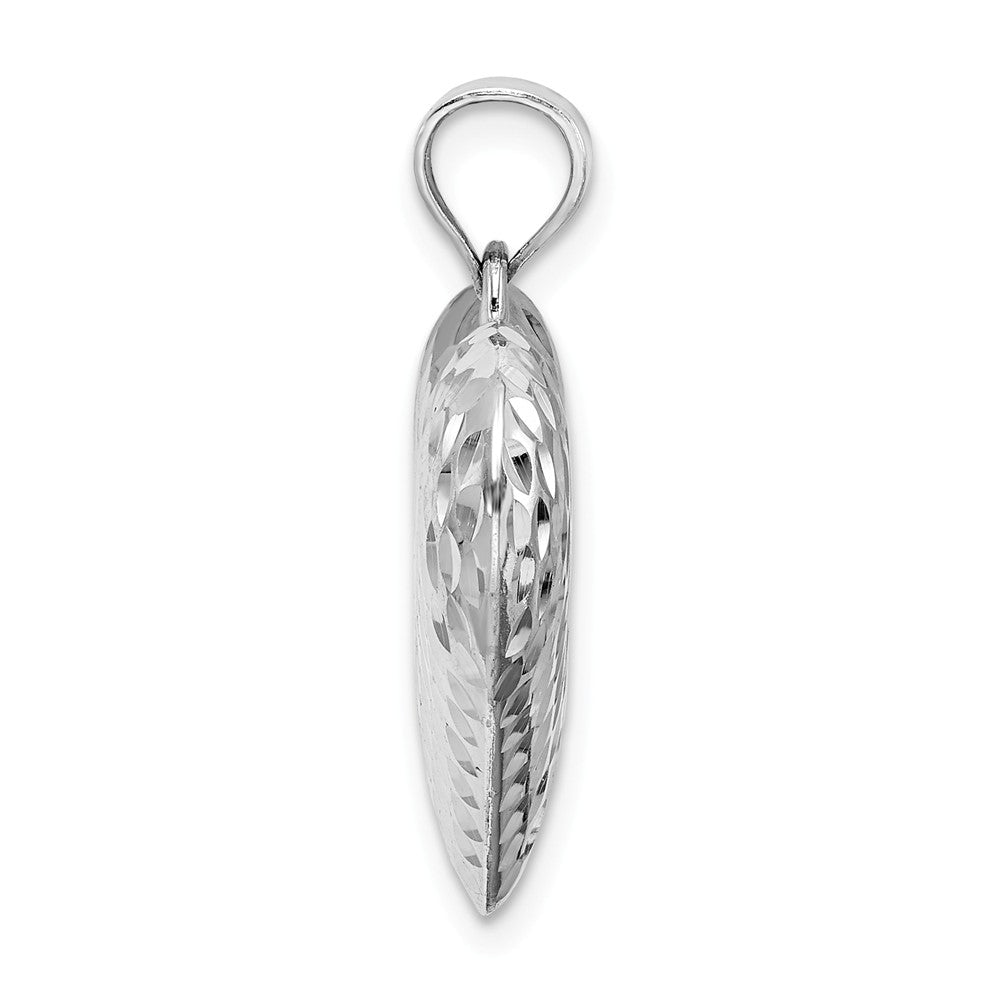 Million Charms 925 Sterling Silver Rhodium-Plated Diamond-Cut Puffed Heart Pendant
