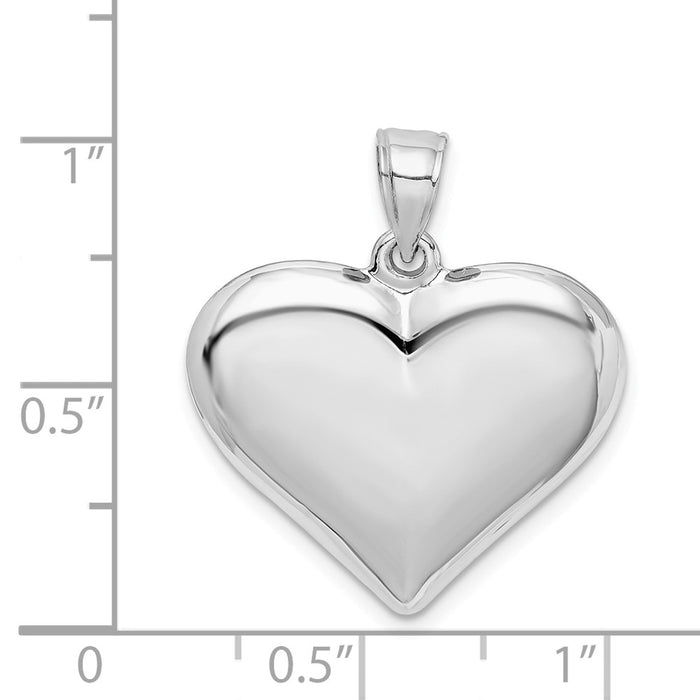 Million Charms 925 Sterling Silver Rhodium-Plated Polished Puffed Heart Pendant