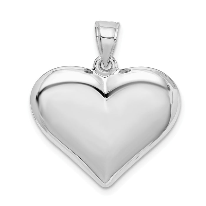 Million Charms 925 Sterling Silver Rhodium-Plated Polished Puffed Heart Pendant