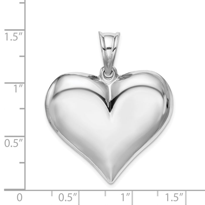 Million Charms 925 Sterling Silver Rhodium-Plated Polished Puffed Heart Pendant