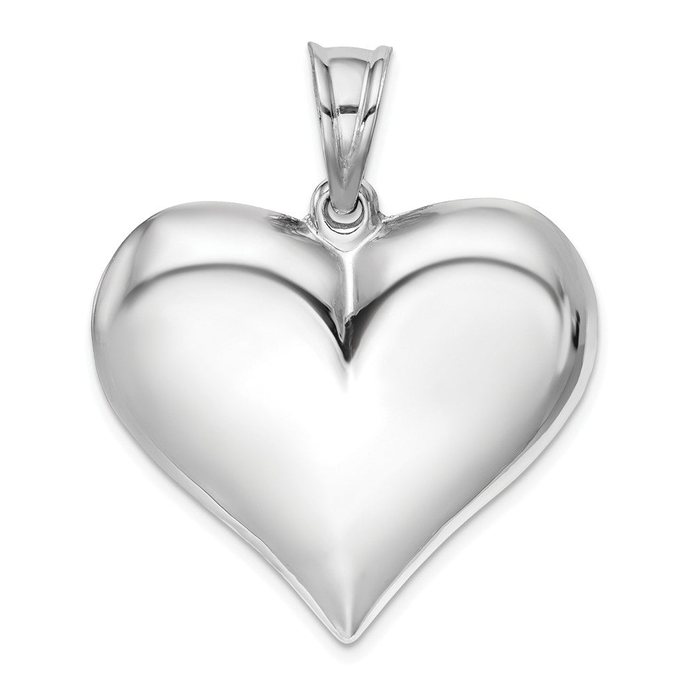 Million Charms 925 Sterling Silver Rhodium-Plated Polished Puffed Heart Pendant