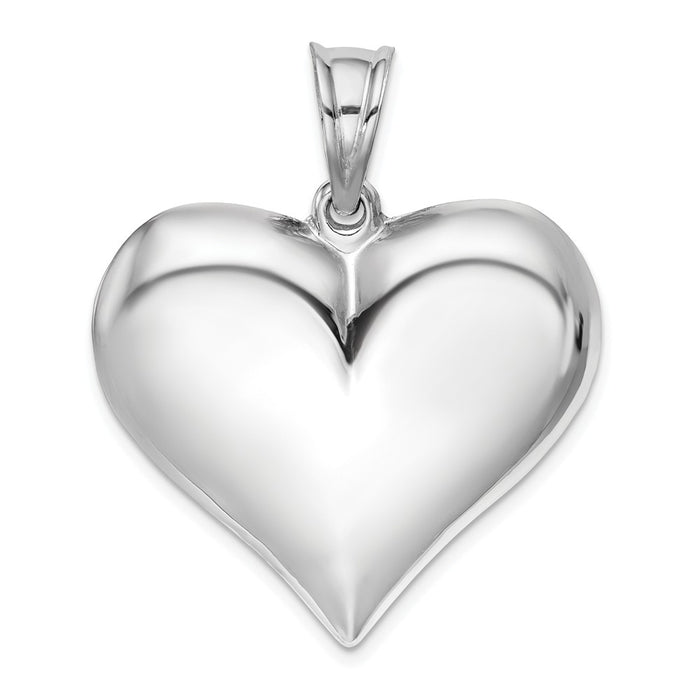 Million Charms 925 Sterling Silver Rhodium-Plated Polished Puffed Heart Pendant