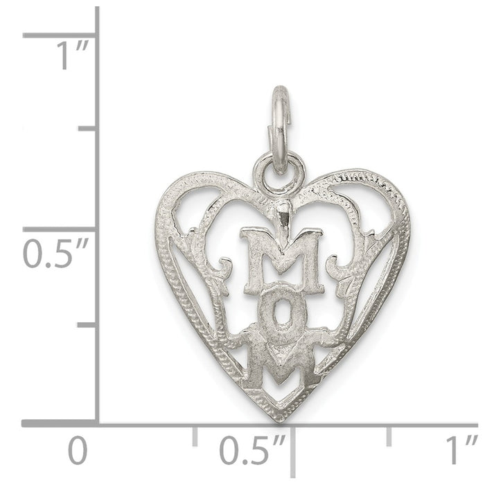 Million Charms 925 Sterling Silver Mom In Heart Pendant