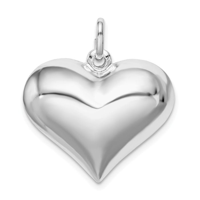 Million Charms 925 Sterling Silver Rhodium-Plated Puffed Heart Pendant