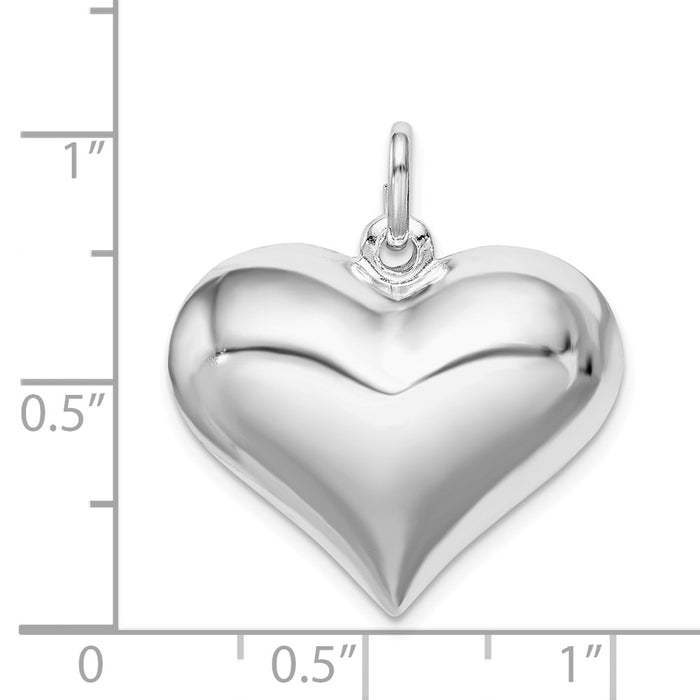 Million Charms 925 Sterling Silver Rhodium-Plated Puffed Heart Pendant