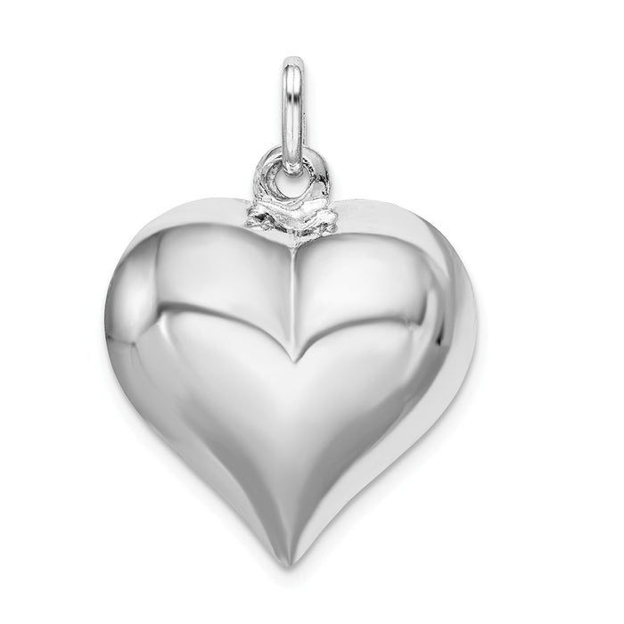 Million Charms 925 Sterling Silver Rhodium-Plated Puffed Heart Pendant