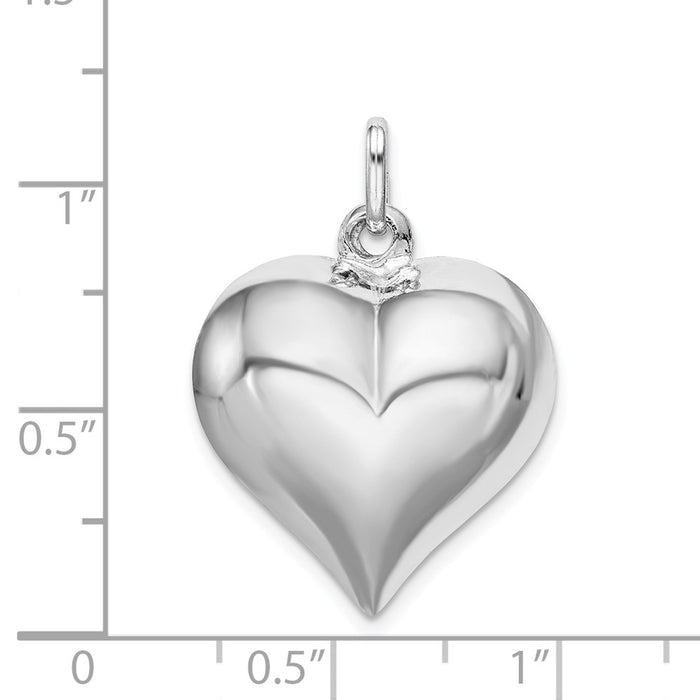 Million Charms 925 Sterling Silver Rhodium-Plated Puffed Heart Pendant