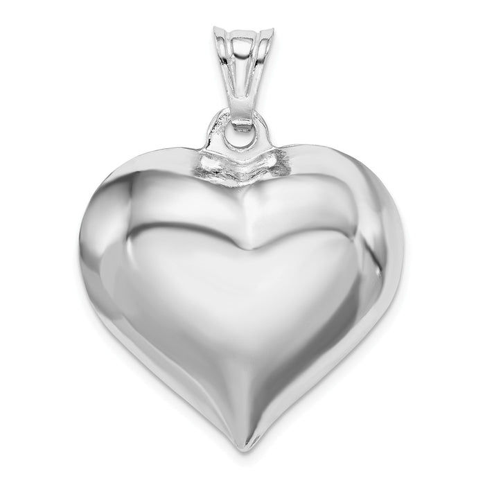 Million Charms 925 Sterling Silver Rhodium-Plated Puffed Heart Pendant