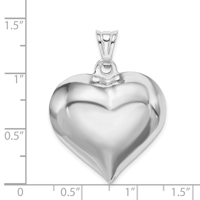 Million Charms 925 Sterling Silver Rhodium-Plated Puffed Heart Pendant