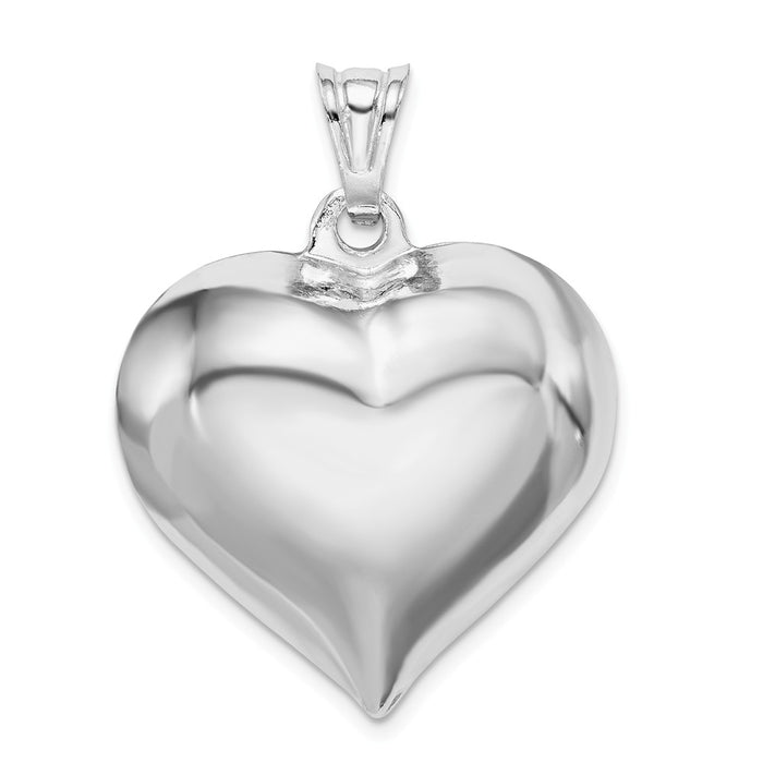 Million Charms 925 Sterling Silver Rhodium-Plated Puffed Heart Pendant