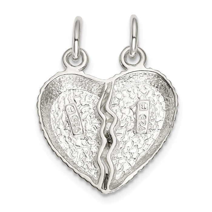 Million Charms 925 Sterling Silver Best Friend 2-Piece Break Apart Heart Charm