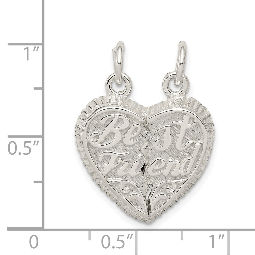 Million Charms 925 Sterling Silver Best Friend 2-Piece Break Apart Heart Charm