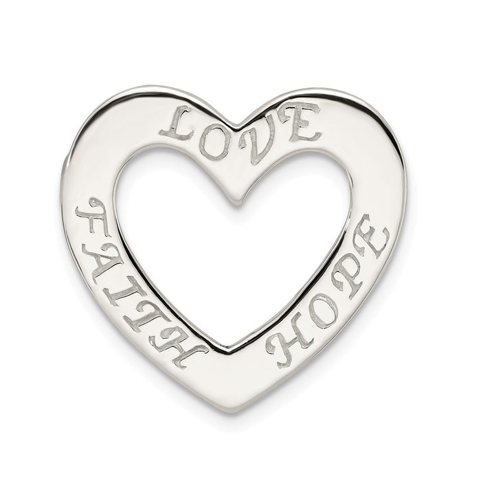 Million Charms 925 Sterling Silver Faith, Hope,, Love Heart Pendant