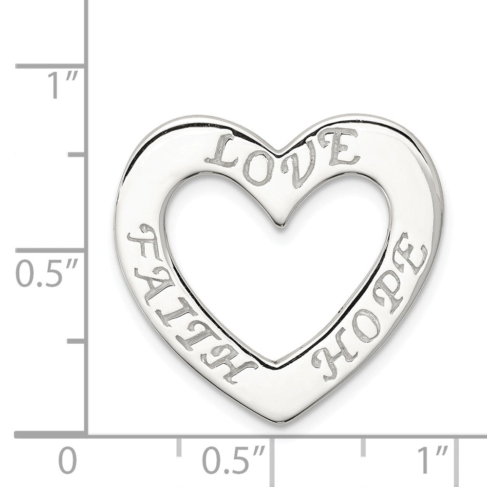 Million Charms 925 Sterling Silver Faith, Hope,, Love Heart Pendant