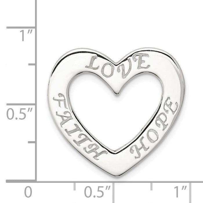 Million Charms 925 Sterling Silver Faith, Hope,, Love Heart Pendant