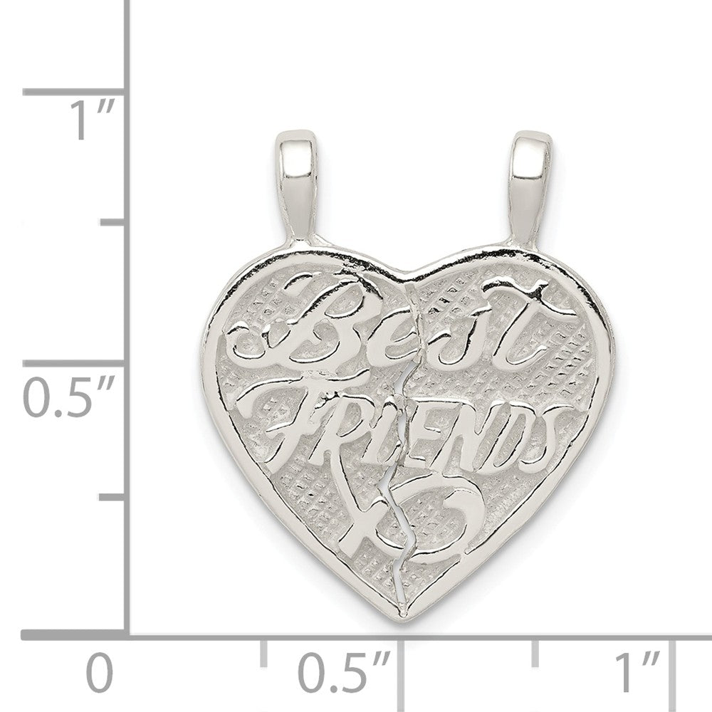 Million Charms 925 Sterling Silver Best Friends 2-Piece Break Apart Heart Charm