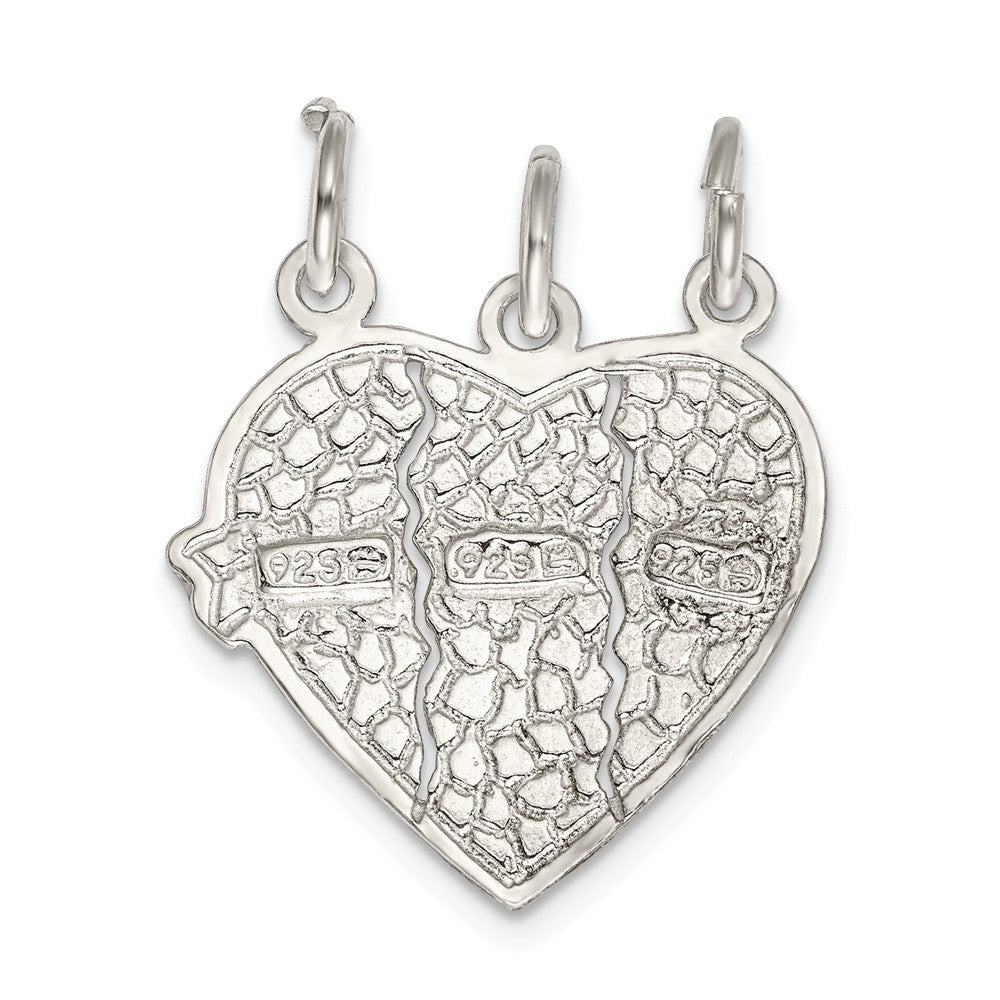 Million Charms 925 Sterling Silver Best Friends 3-Piece Break Apart Heart Charm