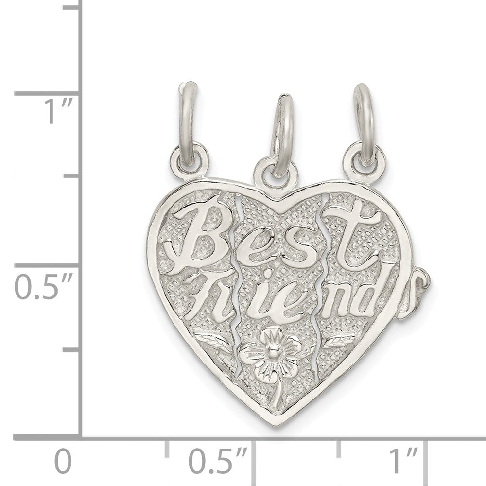 Million Charms 925 Sterling Silver Best Friends 3-Piece Break Apart Heart Charm