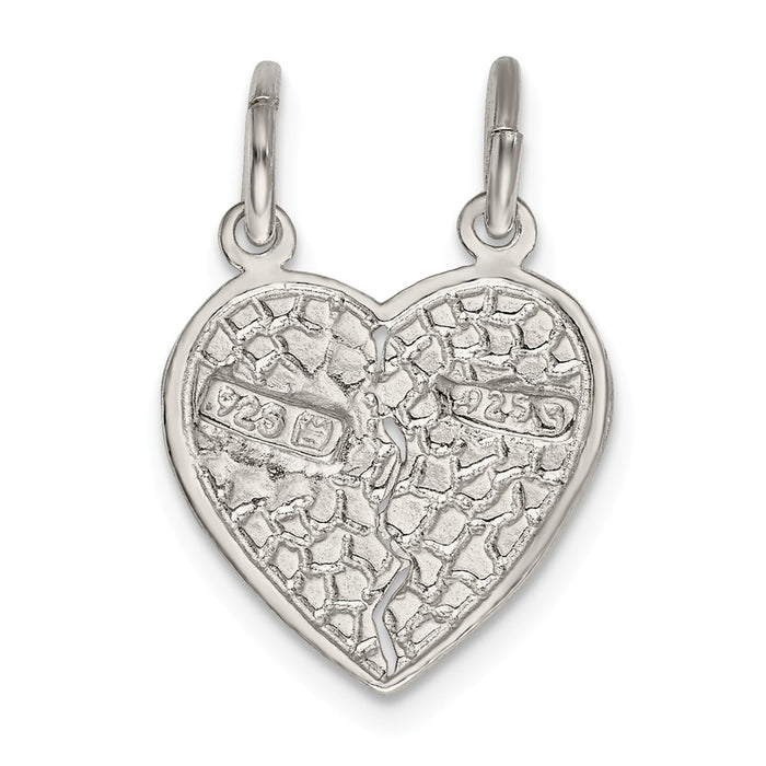 Million Charms 925 Sterling Silver Best Friends 2-Piece Break Apart Heart Charm