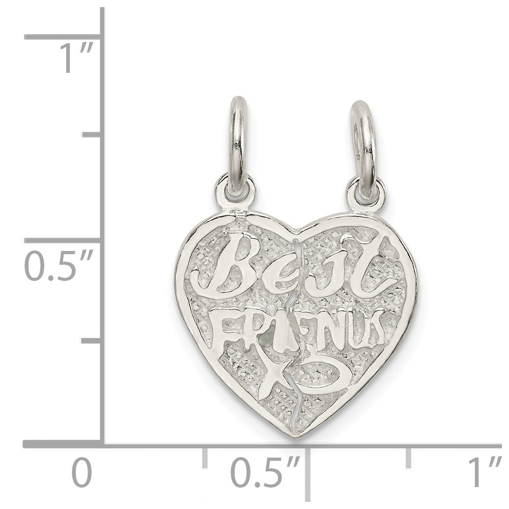 Million Charms 925 Sterling Silver Best Friends 2-Piece Break Apart Heart Charm