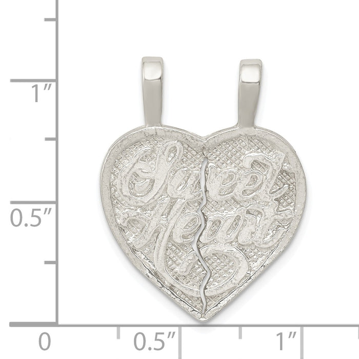 Million Charms 925 Sterling Silver Sweet Heart 2-Piece Break Apart Heart Charm