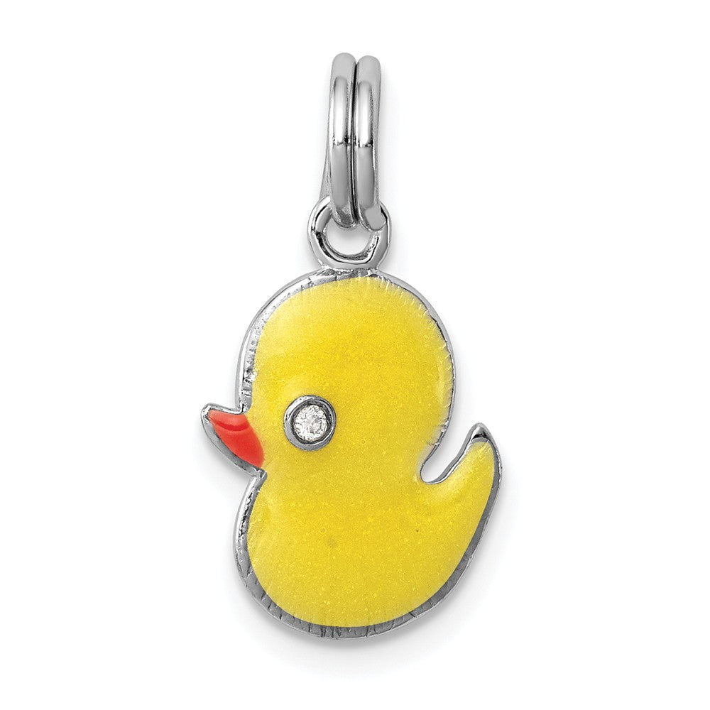 Million Charms 925 Sterling Silver Rhodium-Platedenamel Duck Charm