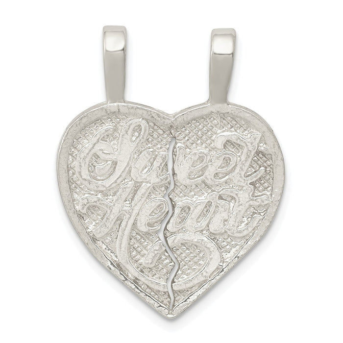 Million Charms 925 Sterling Silver Sweet Heart 2-Piece Break Apart Heart Charm