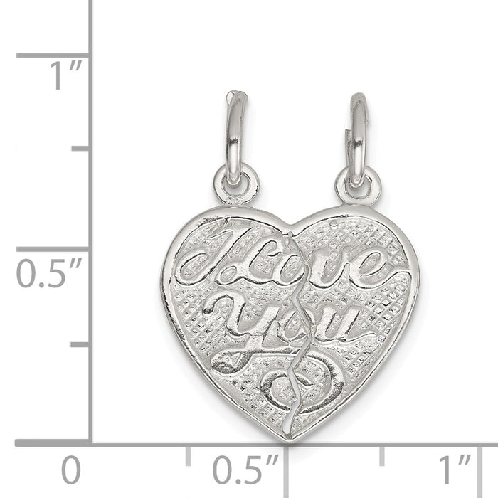 Million Charms 925 Sterling Silver I Love You 2-Piece Break Apart Heart Charm