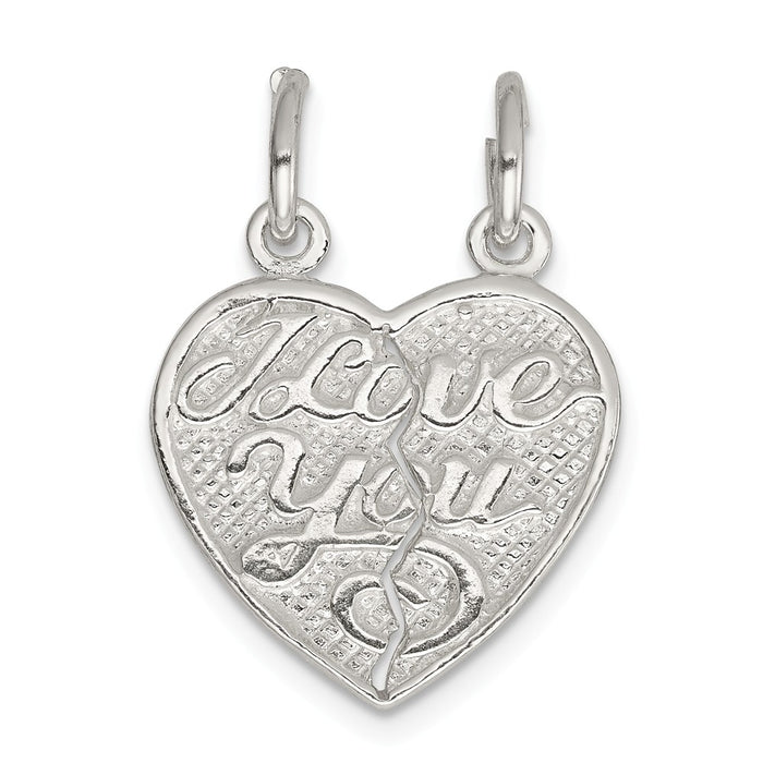 Million Charms 925 Sterling Silver I Love You 2-Piece Break Apart Heart Charm
