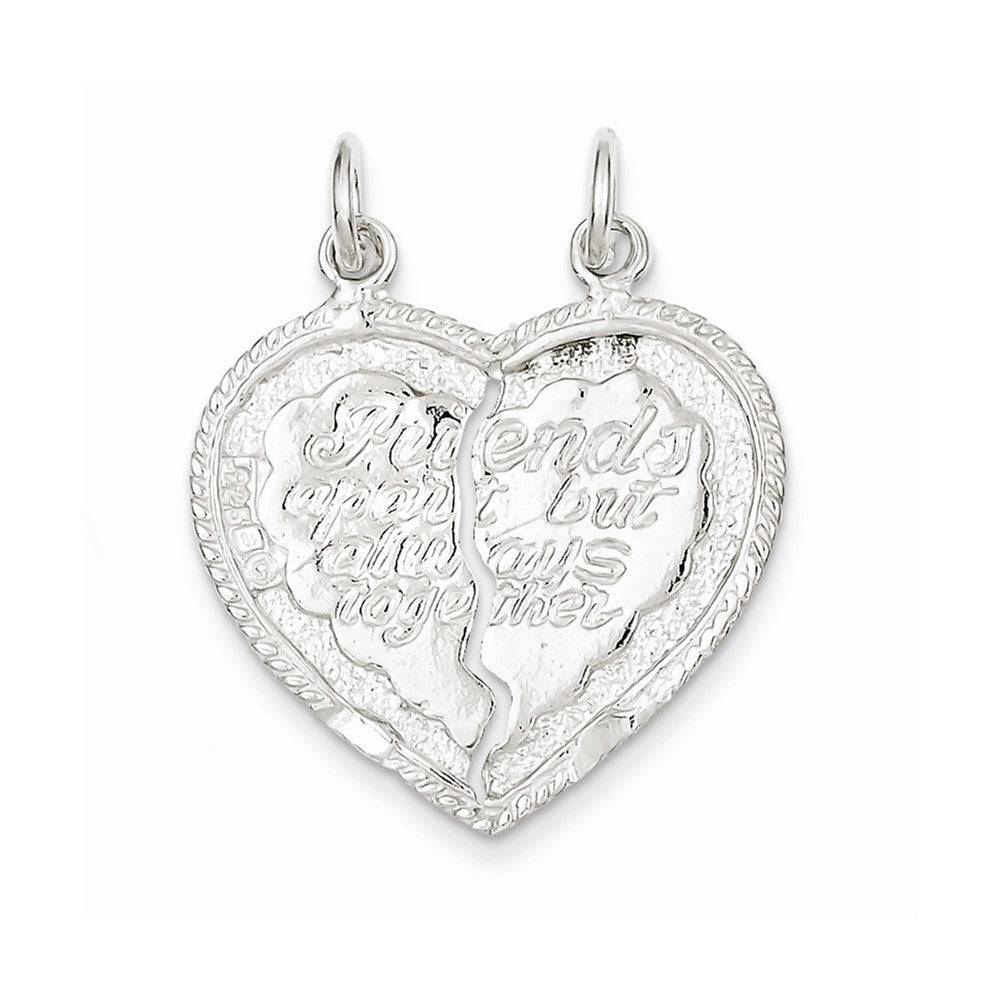 Million Charms 925 Sterling Silver Best Friend 2-Piece Break Apart Heart Charm