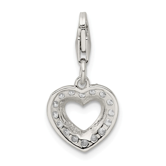 Million Charms 925 Sterling Silver (Cubic Zirconia) CZ Heart Charm