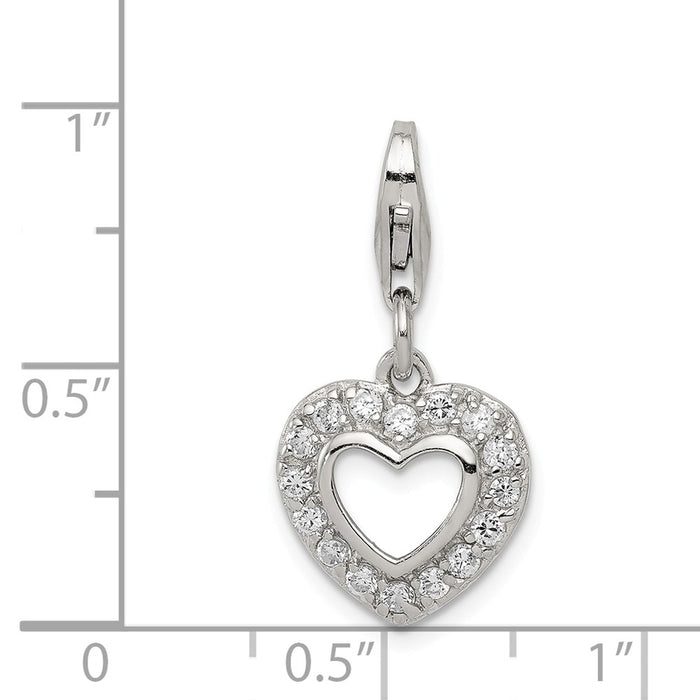 Million Charms 925 Sterling Silver (Cubic Zirconia) CZ Heart Charm