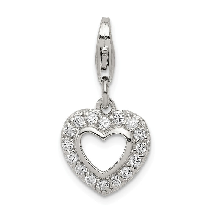 Million Charms 925 Sterling Silver (Cubic Zirconia) CZ Heart Charm