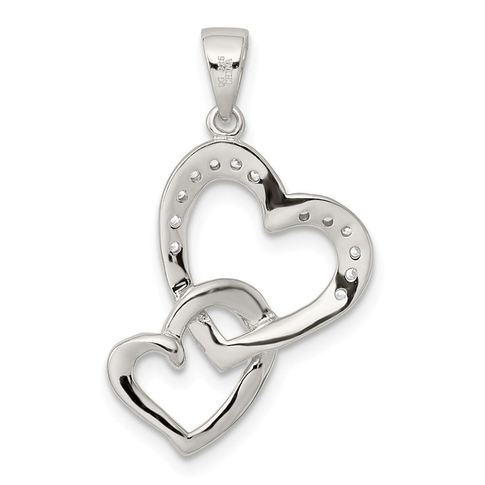 Million Charms 925 Sterling Silver Rhodium-Plated Heart (Cubic Zirconia) CZ Pendant